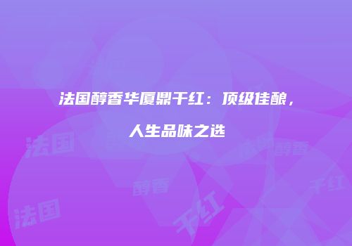法国醇香华厦鼎干红：顶级佳酿，人生品味之选