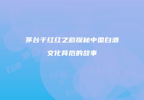 茅台干红红之韵探秘中国白酒文化背后的故事