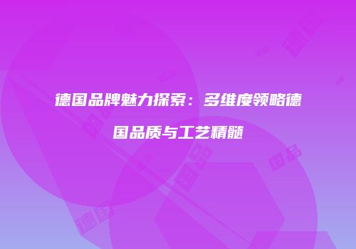 德国品牌魅力探索：多维度领略德国品质与工艺精髓