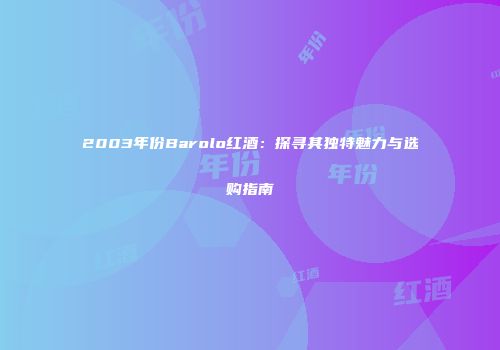 2003年份Barolo红酒：探寻其独特魅力与选购指南