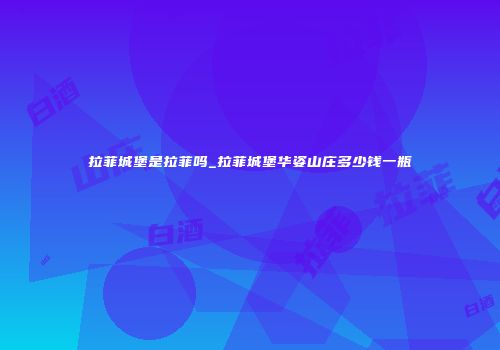 拉菲城堡是拉菲吗_拉菲城堡华姿山庄多少钱一瓶