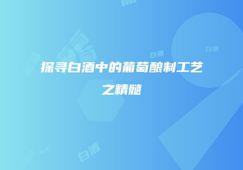 探寻白酒中的葡萄酿制工艺之精髓