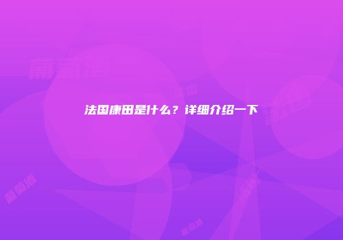 法国康田是什么？详细介绍一下
