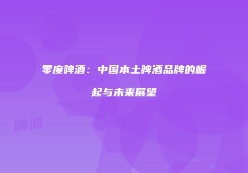 零度啤酒：中国本土啤酒品牌的崛起与未来展望