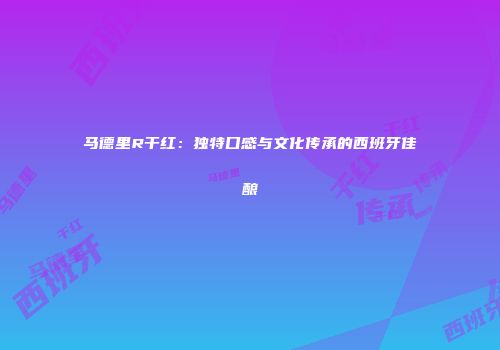 马德里R干红：独特口感与文化传承的西班牙佳酿