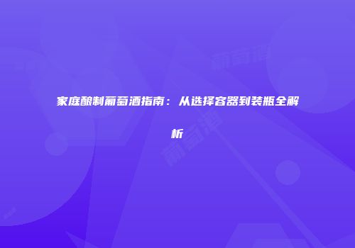 家庭酿制葡萄酒指南：从选择容器到装瓶全解析