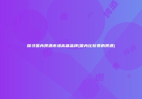 探寻国内啤酒市场高端品牌(国内比较贵的啤酒)