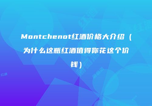 Montchenot红酒价格大介绍（为什么这瓶红酒值得你花这个价钱）
