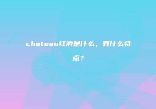 chateau红酒是什么，有什么特点？