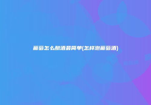 葡萄怎么酿酒最简单(怎样泡葡萄酒)