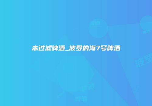 未过滤啤酒_波罗的海7号啤酒