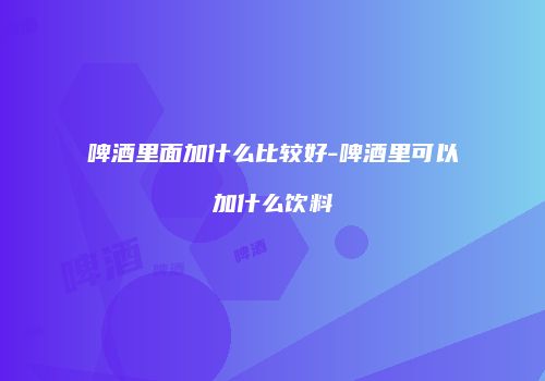 啤酒里面加什么比较好-啤酒里可以加什么饮料