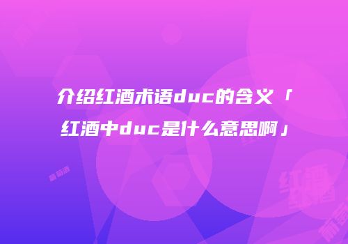介绍红酒术语duc的含义「红酒中duc是什么意思啊」