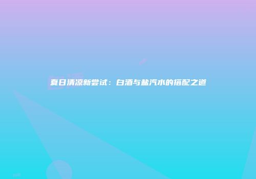 夏日清凉新尝试：白酒与盐汽水的搭配之道