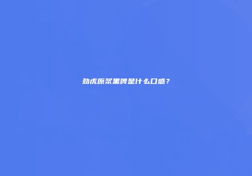 劲虎原浆黑啤是什么口感？