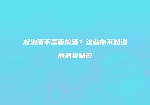 起泡酒不是香槟酒？这些你不知道的酒类知识