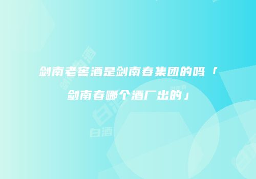 剑南老窖酒是剑南春集团的吗「剑南春哪个酒厂出的」