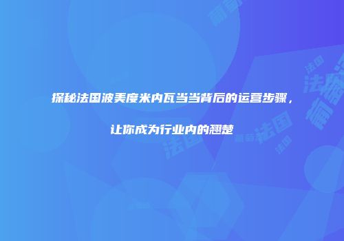 探秘法国波美度米内瓦当当背后的运营步骤，让你成为行业内的翘楚