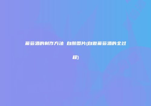 葡萄酒的制作方法 自酿图片(自做葡萄酒的全过程)