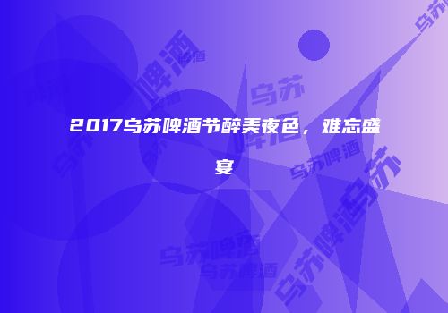 2017乌苏啤酒节醉美夜色，难忘盛宴