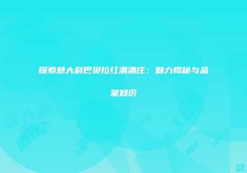 探索意大利巴贝拉红酒酒庄：魅力揭秘与品鉴知识