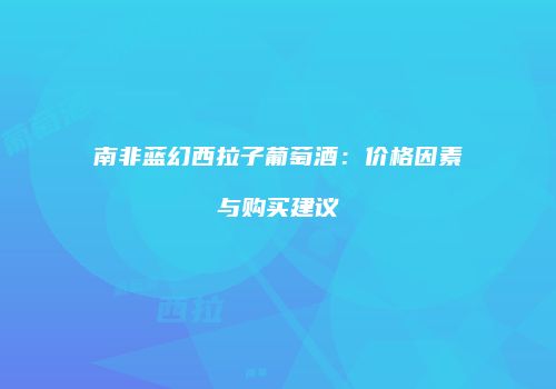 南非蓝幻西拉子葡萄酒：价格因素与购买建议