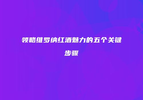 领略维罗纳红酒魅力的五个关键步骤
