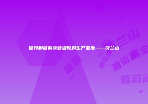 世界瞩目的葡萄酒原料生产宝地——贺兰山