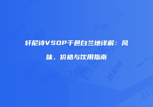 轩尼诗VSOP干邑白兰地详解：风味、价格与饮用指南