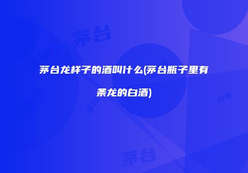 茅台龙样子的酒叫什么(茅台瓶子里有条龙的白酒)