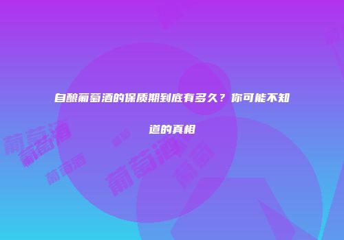 自酿葡萄酒的保质期到底有多久？你可能不知道的真相