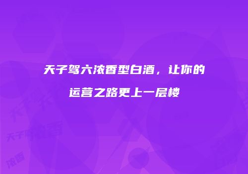 天子驾六浓香型白酒，让你的运营之路更上一层楼