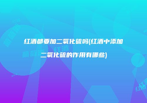 红酒都要加二氧化硫吗(红酒中添加二氧化硫的作用有哪些)