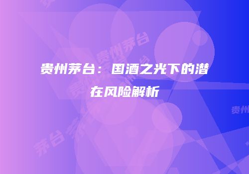 贵州茅台：国酒之光下的潜在风险解析