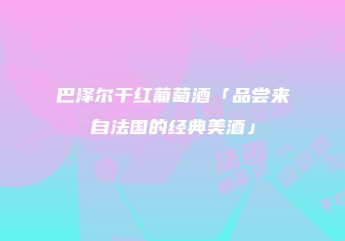 巴泽尔干红葡萄酒「品尝来自法国的经典美酒」