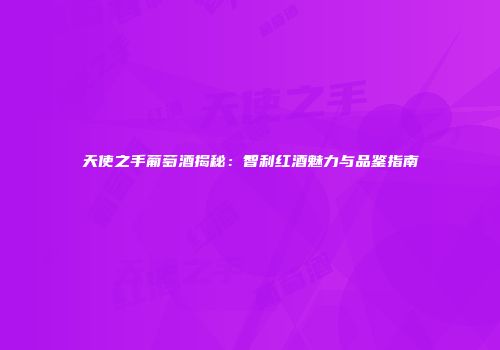 天使之手葡萄酒揭秘：智利红酒魅力与品鉴指南