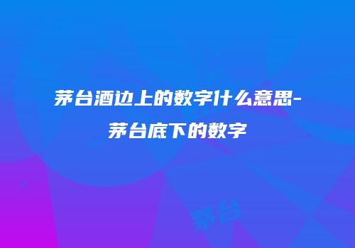 茅台酒边上的数字什么意思-茅台底下的数字