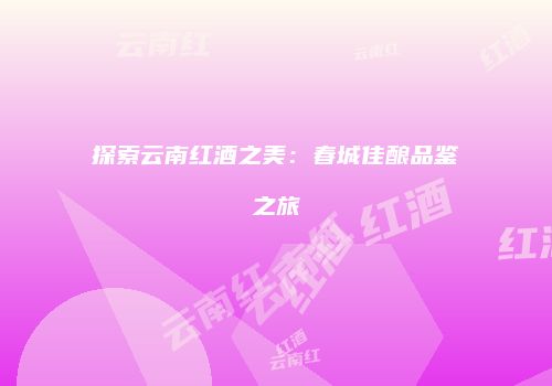 探索云南红酒之美：春城佳酿品鉴之旅