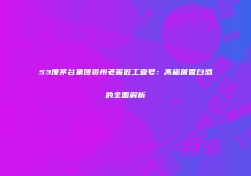 53度茅台集团贵州老窖匠工壹号：高端酱香白酒的全面解析