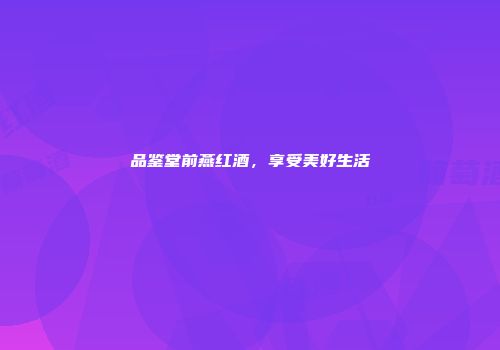 品鉴堂前燕红酒，享受美好生活