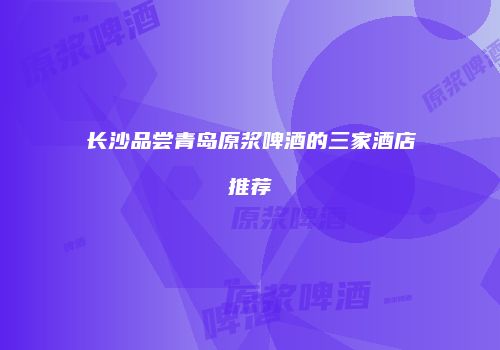 长沙品尝青岛原浆啤酒的三家酒店推荐