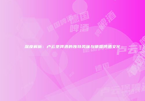 深度解析：卢云堡啤酒的独特风味与德国啤酒文化