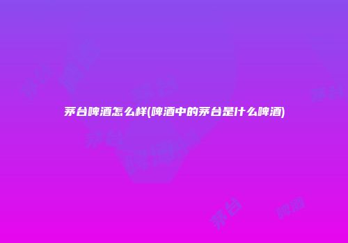 茅台啤酒怎么样(啤酒中的茅台是什么啤酒)