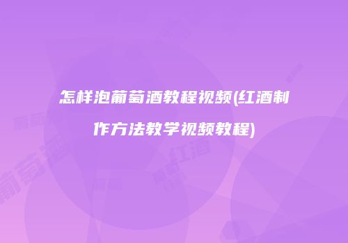 怎样泡葡萄酒教程视频(红酒制作方法教学视频教程)