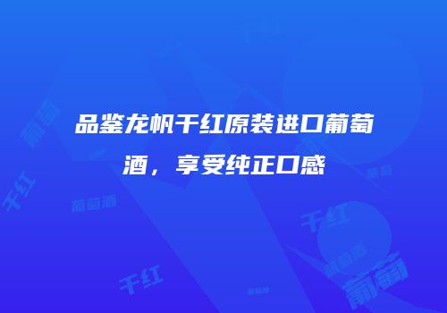 品鉴龙帆干红原装进口葡萄酒，享受纯正口感