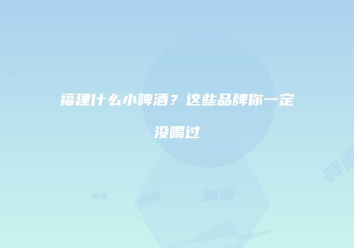 福建什么小啤酒？这些品牌你一定没喝过