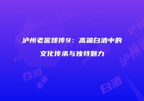 泸州老窖臻传9：高端白酒中的文化传承与独特魅力
