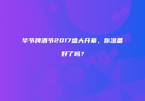 毕节啤酒节2017盛大开幕，你准备好了吗？