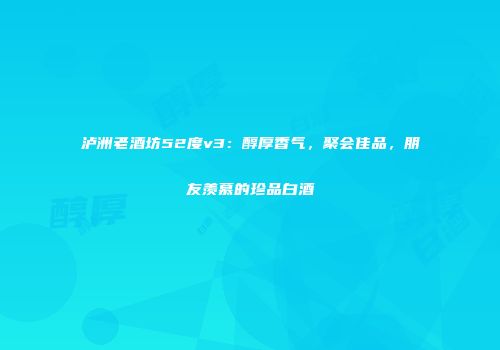 泸洲老酒坊52度v3：醇厚香气，聚会佳品，朋友羡慕的珍品白酒