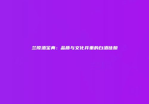 兰陵酒宝典：品质与文化并重的白酒佳酿